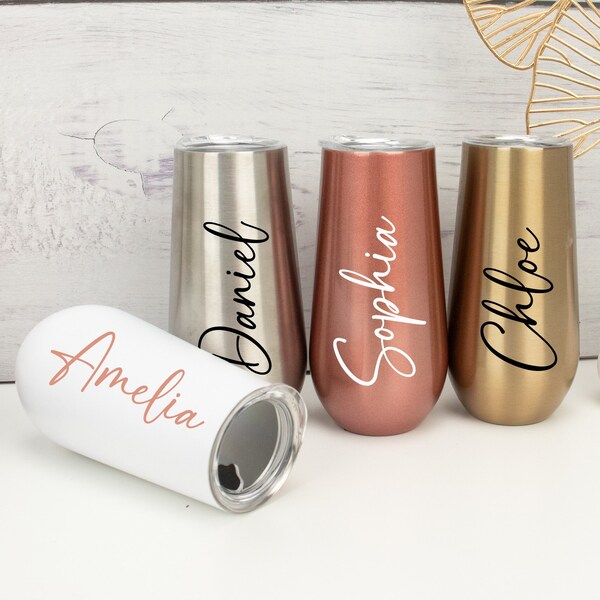 Personalized Champagne Flute Tumbler Birthday Gift,Custom Name Tumbler,Party Favors Wine Tumbler,Bridesmaid Champagne Tumbler,Gift for Her