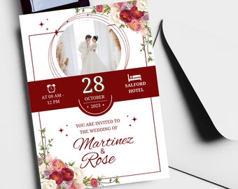 One Page Wedding Invitation Template, digital invitation party, Editable Wedding Invites, INSTANT Download