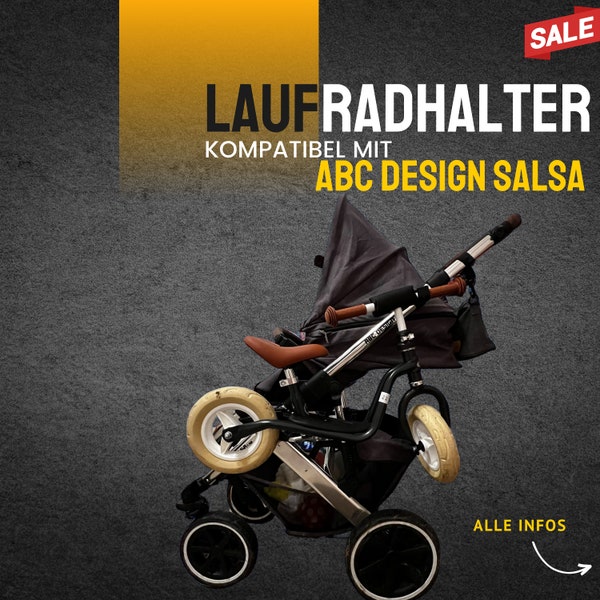 Laufradhalter für ABC Design Kinderwagen•kompatibel mit ABC Design Salsa•AVUS•Adapter•Aufhängung•Geschenk Eltern•Puky•Woom•Roller•für Sie