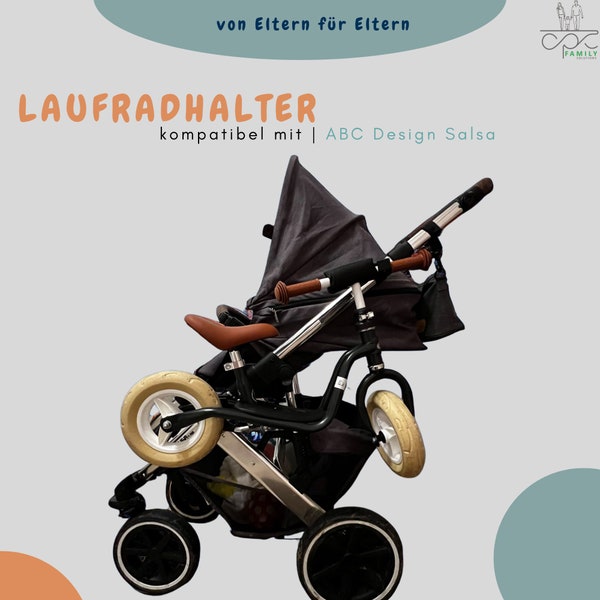 Laufradhalter für ABC Design Kinderwagen•kompatibel mit ABC Design Salsa•AVUS•Adapter•Aufhängung•Geschenk Eltern•Puky•Woom•Roller•für Sie