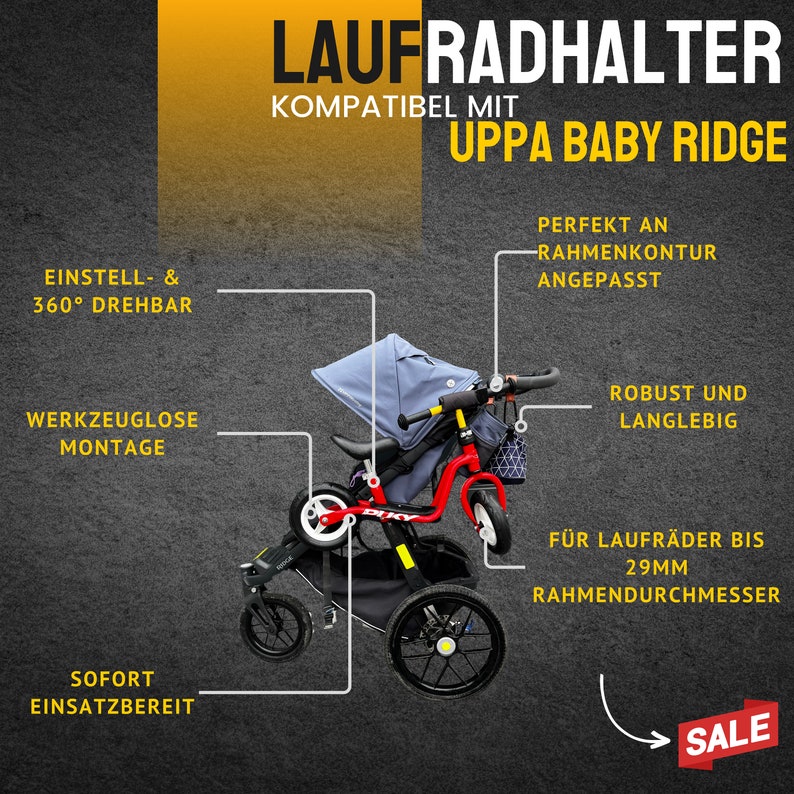 Laufradhalter für Uppa Baby Ridge Kinderwagenkompatibel mit Uppa BabyAdapterAufhängungGeschenk für ElternPukyWoomRollerfür Sie Bild 6