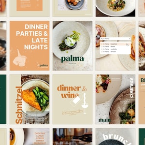 パルマレストランのCanvaテンプレート：フード＆カクテルのInstagram投稿