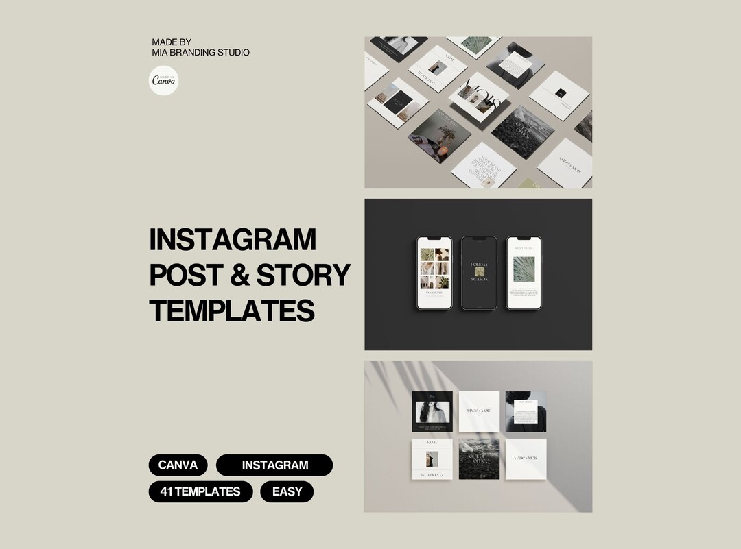 Modern Instagram Post & Story Canva Templates (41) - Etsy