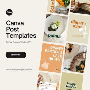 Plantillas para restaurantes / Plantillas para redes sociales de Canva en Palma / Publicaciones de Instagram sobre restaurantes, comida y cócteles