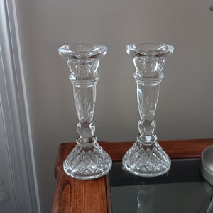 Full Lead Crystal Candlestick Holders – Diamond Cut, Set of 2