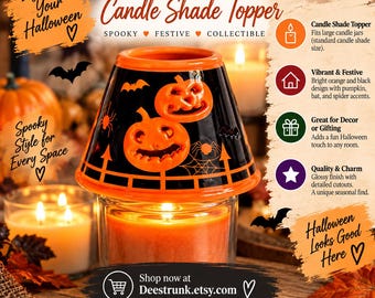 Halloween Pumpkin Candle Shade Topper - Bat, Moon, and Pumpkin Cutouts
