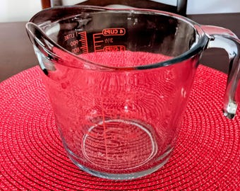 Vaso medidor de vidrio vintage Anchor Hocking de 32 oz / 4 tazas