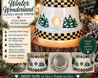 Large Candle Shade jar topper| Tree Snowflake Cutouts - Christmas decor