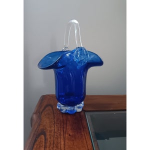 Vintage Glass Basket - Home Decor - Home and Living - Glass Art - Glass Sculptures - Art and Collectibles - Blown Glass Basket