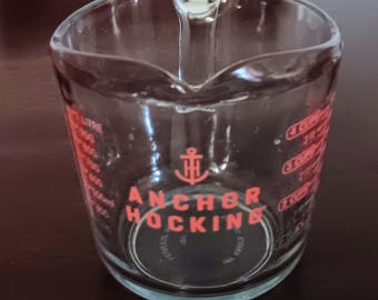 Vintage Anchor Hocking Glass Measuring Cup 4 Cup 32 Ounce Stamped Bakeware