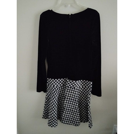 BONNIE JEAN Girls Dress Size 14 Velvety Houndstooth Black and