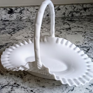 Milk Glass Hobnail Flower Basket
