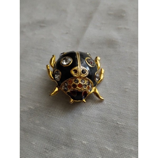 Ladybug Beetle Brooch Pin - Gold tone - Enamel - Rhinestones - Pins and Brooches - Women's jewelry  - Women's accessories