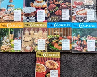 Colección de 9 libros de cocina clásicos de Family Circle de 1972, estilo retro.