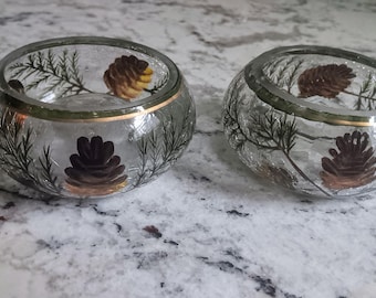 Candelabro votivo con diseño floral o de piña / Decoración rústica para el hogar