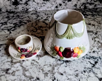 Iridescent Fruit Candle Topper Set – Vintage Yankee Candle Shade + Votive Holder & Plate