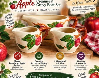Franciscan Ware 1940's' Apple Creamers and Gravy Boat