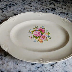 1940's Homer Laughlin Oval Platter - Service Platter 13" x 11" - Christmas Platter - Estate Sale Find - Vintage/Antique Platters