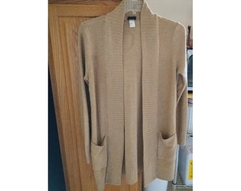 H & M Cardigan - Sweater - Tan - Large - Sweaters - Cardigans - women's sweaters - Long sleeve sweaters - Long sweaters