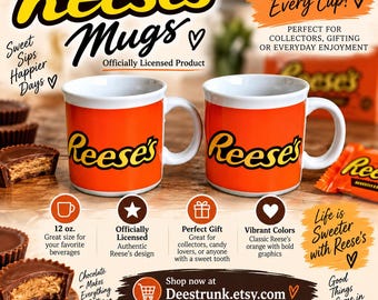 Reese's Peanut Butter Cup Mugs Pair 12 oz Official Licensed Collectible