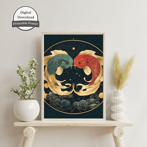 Stampa artistica dello zodiaco Gemelli / Regalo di astrologia per Gemelli / Decorazione del tema natale / Poster del segno zodiacale / Arte murale di astrologia