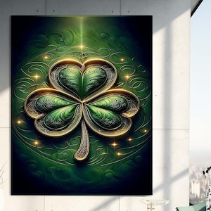 St. Patricks Day Glass, Clover Wall Decor, Gift Tempered Glass, Tempered Glass Wall Art, Design Wall Decor, Glass Wall Art, Luxury Glass Art