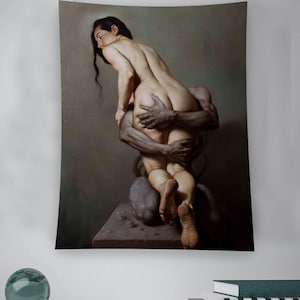 Pieta Occulta Gothic Fine Art Print von Roberto Ferri, Wandteppich, Wandbehang, Wandteppich, ästhetisches Dekor