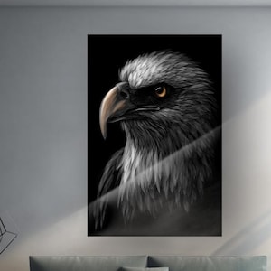 Tempered Glass Wall Art | Black Eagle Wall Decor | Black Eagle Tempered Glass | Modern Wall Art | Eagle Wall Decor | Eagle Glass Art Decor