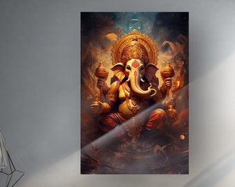 Tempered Glass Wall Art | Ganesh Wall Art | Panoramic Wall Decor | Abstract Wall Decor | Housewarming Gifts | Home Decor | Gifts For Her