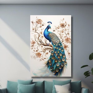 Tempered Glass Wall Art, Peacock Modern Golden Color Feather Stylish Glass Wall Art, Home Decoration, Housewarming Gift,Golden White Peacock