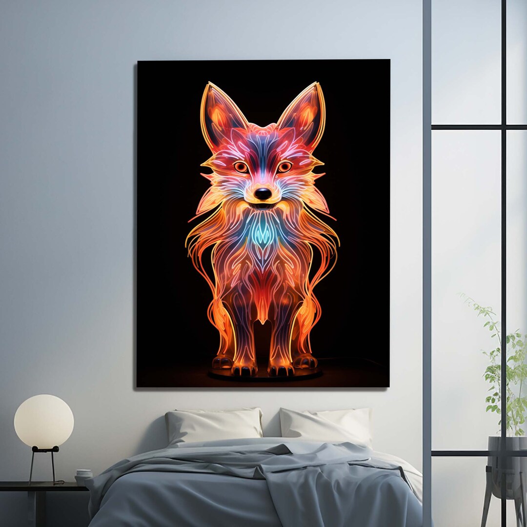 Mosaïque de verre Renard assis avec myrtilles - Canada