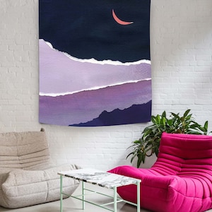 Purple Tapestry, Colorful Wall Decor, College Tapestry, Moon Pattern Tapestry, Tapestry Wall Hanging Decor, Tapestry Aesthetic Decor