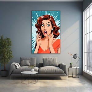 Tempered Glass Wall Art, Woman Wall Decor, Pop Art Tempered Glass, Modern Wall Art, Comic Wall Decor, Iconıc Glass Art Decor