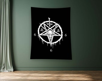 Pentagram Tapestry, Gothic Tapestry, Horror Tapestry, Black Tapestry, tapestry horror,custom tapestry,wall tapestry boys room,woven tapestry