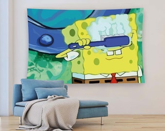 Tapisserie d'ambiance amusante, tenture murale, décoration de chambre minimaliste, art mural esthétique pour la maison