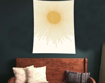 Boho Sun Tapestry, Vintage Sunrise Tapestry Wall Hanging Aesthetic Abstract Tapestries for Bedroom Living Room Bohemian Wall Decor,Nursery