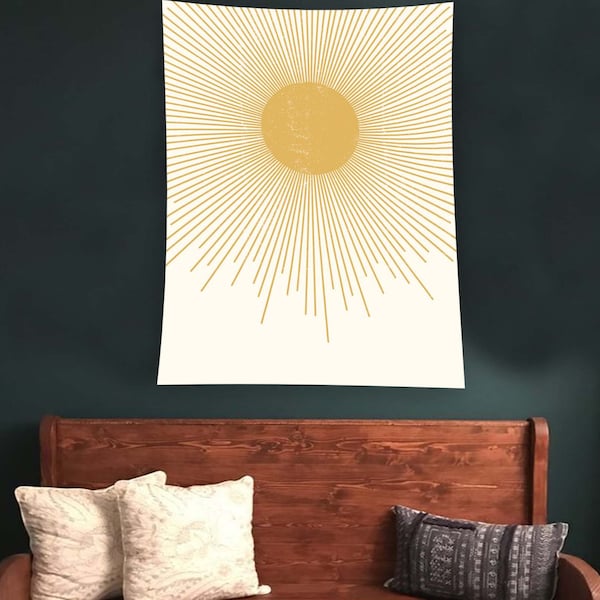 Boho Sun Tapestry, Vintage Sunrise Tapestry Wall Hanging Aesthetic Abstract Tapestries for Bedroom Living Room Bohemian Wall Decor,Nursery