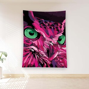 Owl Tapestry, Pink Tapestry, Animal Themed Tapestry, Salon Tapestry, Living Room Tapestry, Gift Tapestry, Dining Room Tapestry,Kitchen Decor