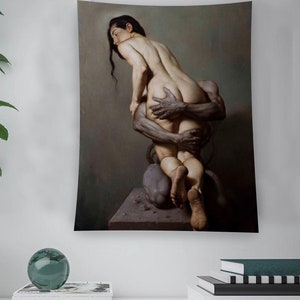 Pieta Occulta Gothic Fine Art Print by Roberto Ferri, Tapestry Wall Hanging Decor,Tapestry Aesthetic Decor, Collage Tapestry Gift,Wall Decor