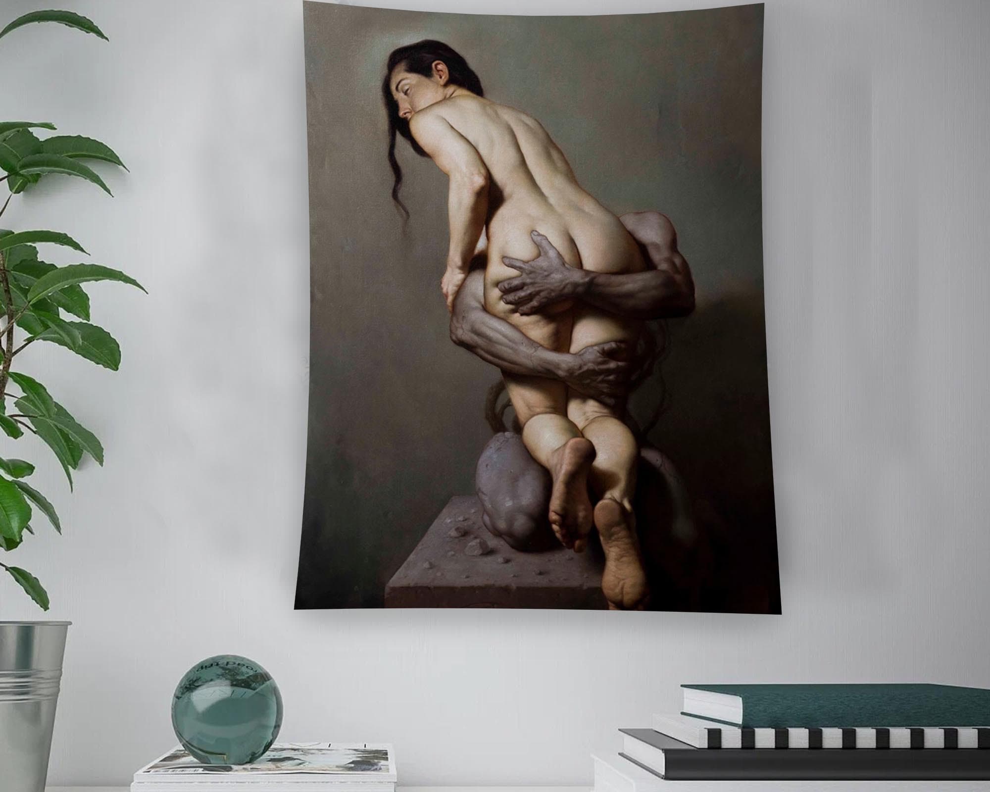 Pieta Occulta Gothic Fine Art Print by Roberto Ferri, Tapestry Wall Hanging Decor,Tapestry Aesthetic Decor, Collage Tapestry Gift,Wall Decor