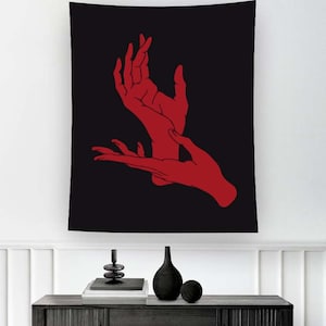 Teufel Wandteppich, Teufel Handteppich, roter Wandteppich, minimalistischer Wandteppich, Gotischer Wandteppich, Wanddekoration, Horror Wandteppich, Gothic Horror Wandteppich