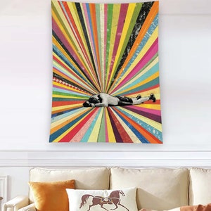 Colorful Wall Decor, Rainbow Tapestry, Tapestry Wall Hanging Decor, Tapestry Aesthetic Decor, Collage Tapestry, Art Decor Home Gift