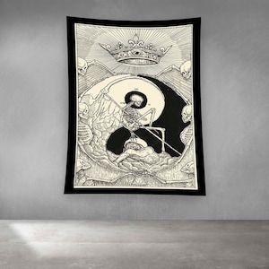 Art Hand Woven, Skull Tapestry, Black Tapestry, Wall Tapestry, Gothic Tapestry, Minimalist Tapestry, Horror Tapestry,Witch Tapestry,Wall Art
