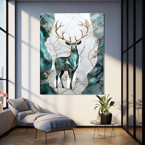 Deer Wall Decor, Animal Wall Art, Tempered Glass Wall Art, Office Design Wall Decor, Glass Wall Art, Luxury Glass Art, Women Wall Decor