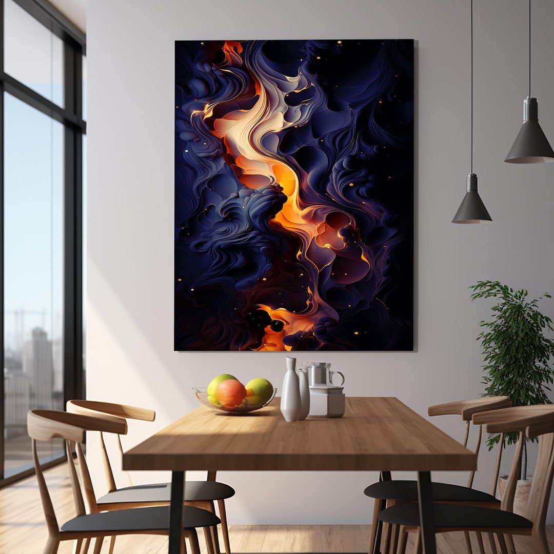 Abstract Wall Decor, Kitchen Wall Glass, Tempered Glass Wall Art, Red