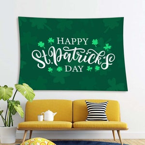 St. Patrick Day Wall Decor, Popular Tapestry Gift, Custom Gift Tapestry, Wall Hanging Decor, Tapestry Aesthetic Decor, Collage Tapestry Gift