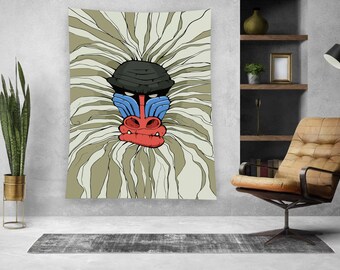 Affentapisserie, Wandteppich, Wandbehang, Wohnzimmer, Wohnzimmer, Schlafzimmer, Wohnzimmer, Wohnzimmer, Schlafzimmer.