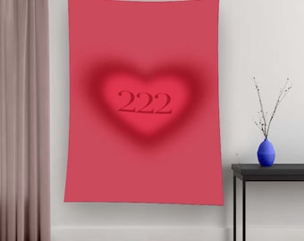 Wandteppich 222, Wandteppich Engel Nummer, Herz Wandteppich, Minimalistischer Wandteppich, Roter Wandteppich, Wandteppich nach Maß