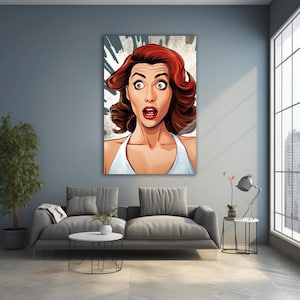 Tempered Glass Wall Art, Woman Wall Decor, Comic Wall Decor, Iconıc Glass Art Decor, Pop Art Tempered Glass, Modern Wall Art, Glass Wall Art