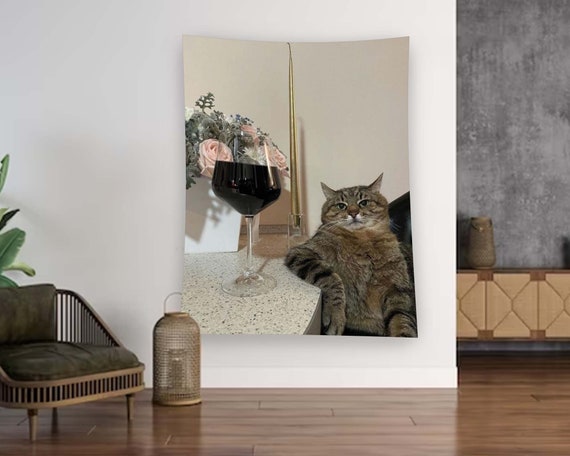 Cat Tapestry, Minimalist Tapestry, memes Tapestry, Mood Tapestry, Mood Face Tapestry, Cat Funny Tapestry, Girl Bedroom,Bedroom Wall,Tapestry